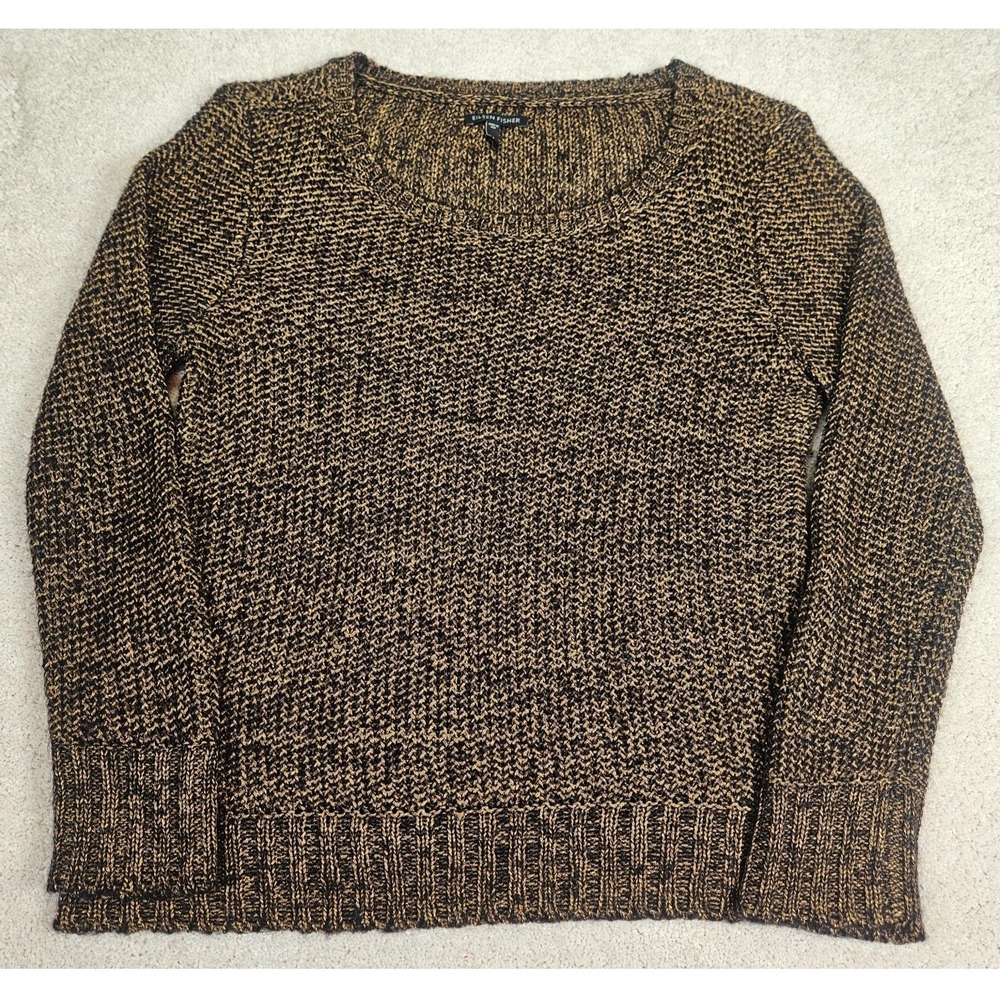 Eileen Fisher Sweater Womens M Quiet Luxury Metallic Knit Mohair Alpaca USA Made